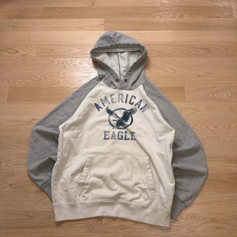 American Eagle Vintage Athletic Goods & Supplies Classic Fit Gray Cream Hoodie